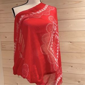 🆕NWT Floral Border Infinity Scarf, Red Combo, One Size Fits Most